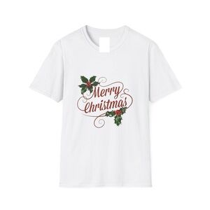 Merry Christmas Script With Holly T Shirt